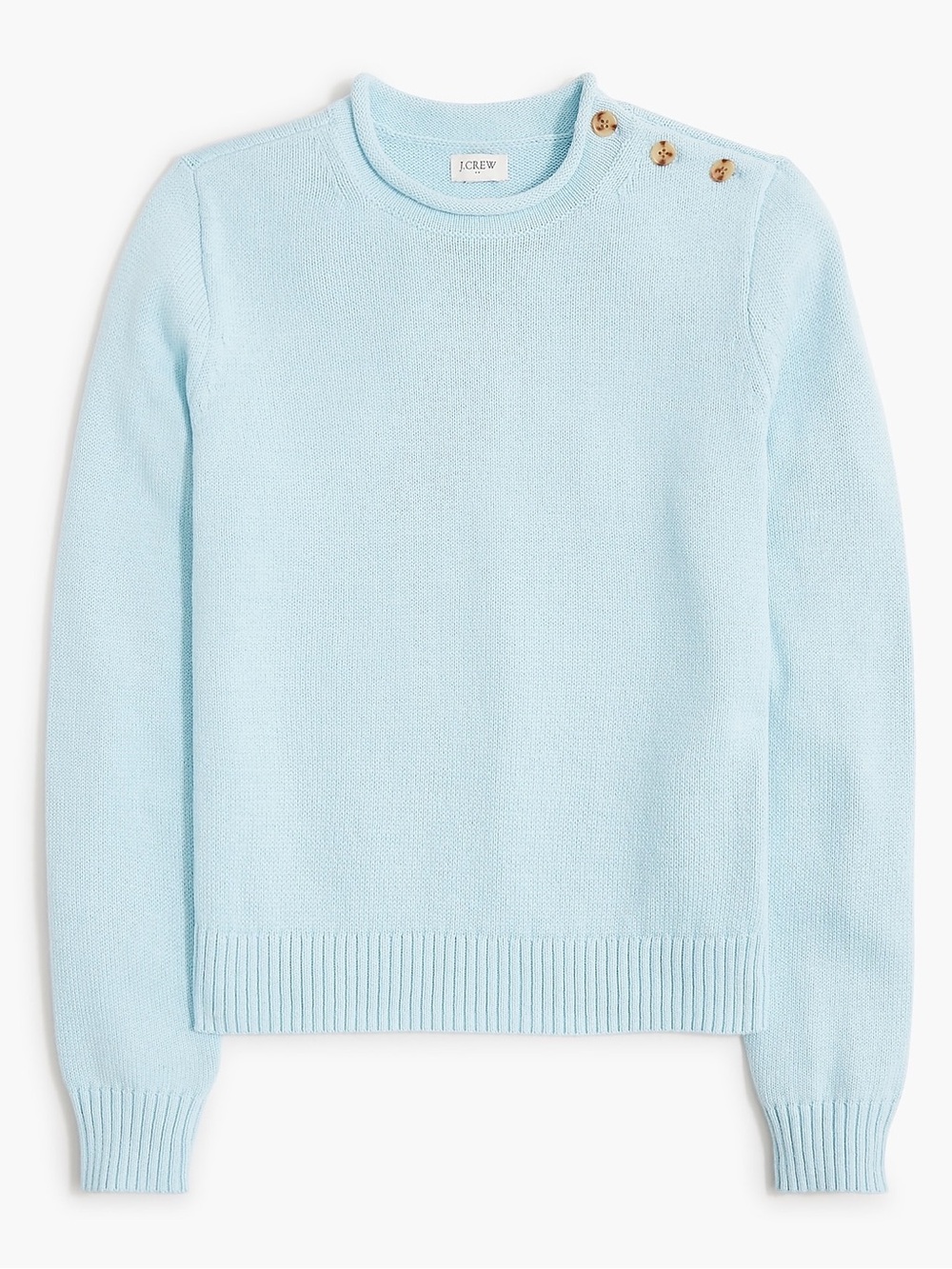 J. Crew Rollneck Button-Shoulder Pullover Sweater in Chateau Blue NWT Size Large